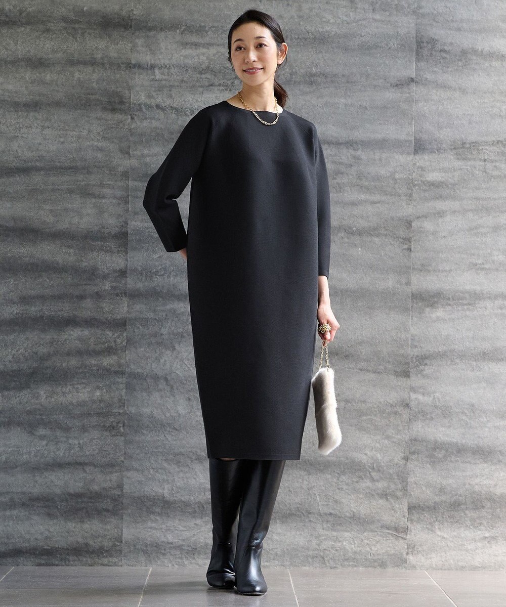 自由区 S 【洗える】ポリエステルホールガーメントニット ワンピース 