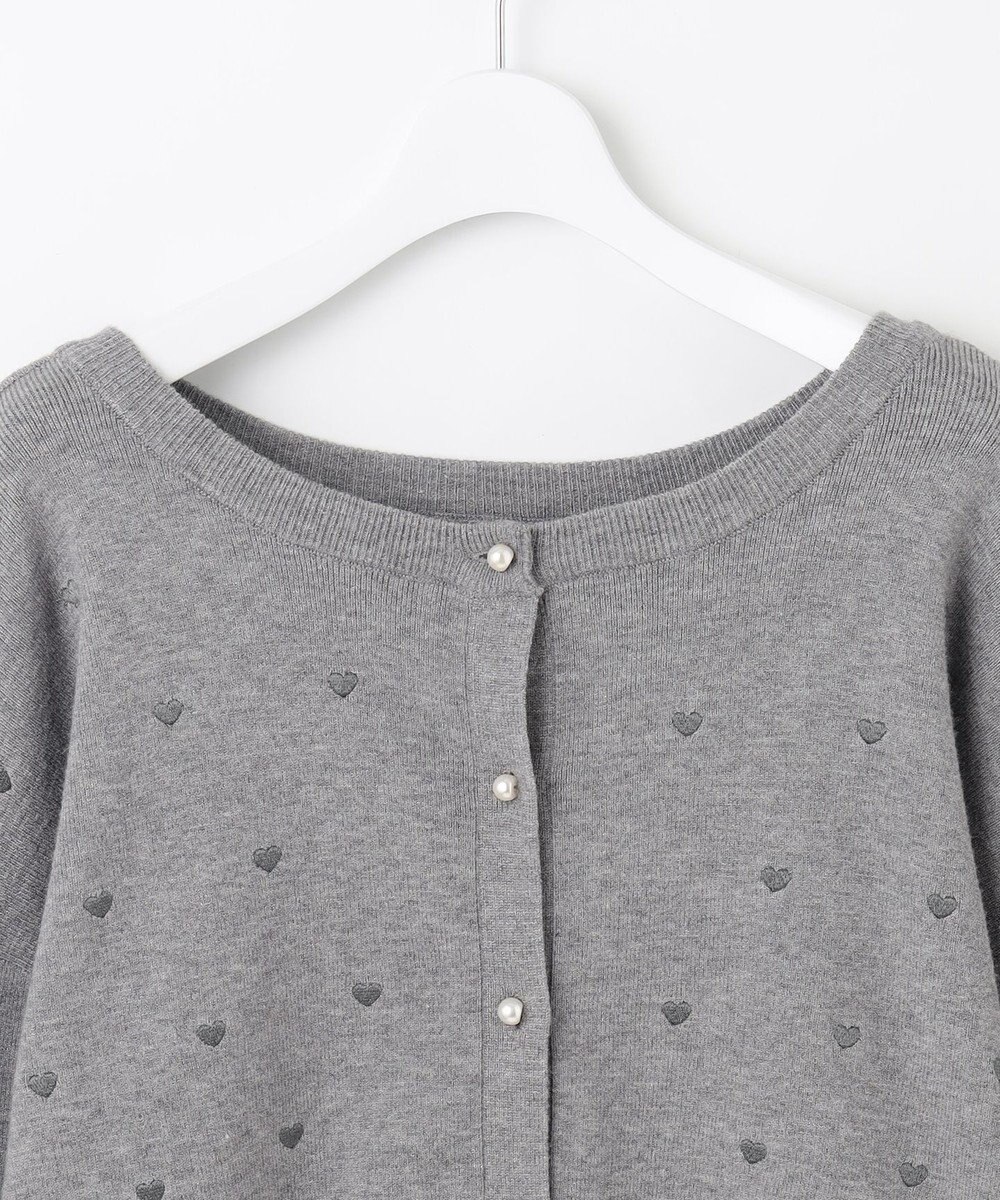 Feroux 【洗える】2WAY ハート刺繍 パールボタンカーディガン 