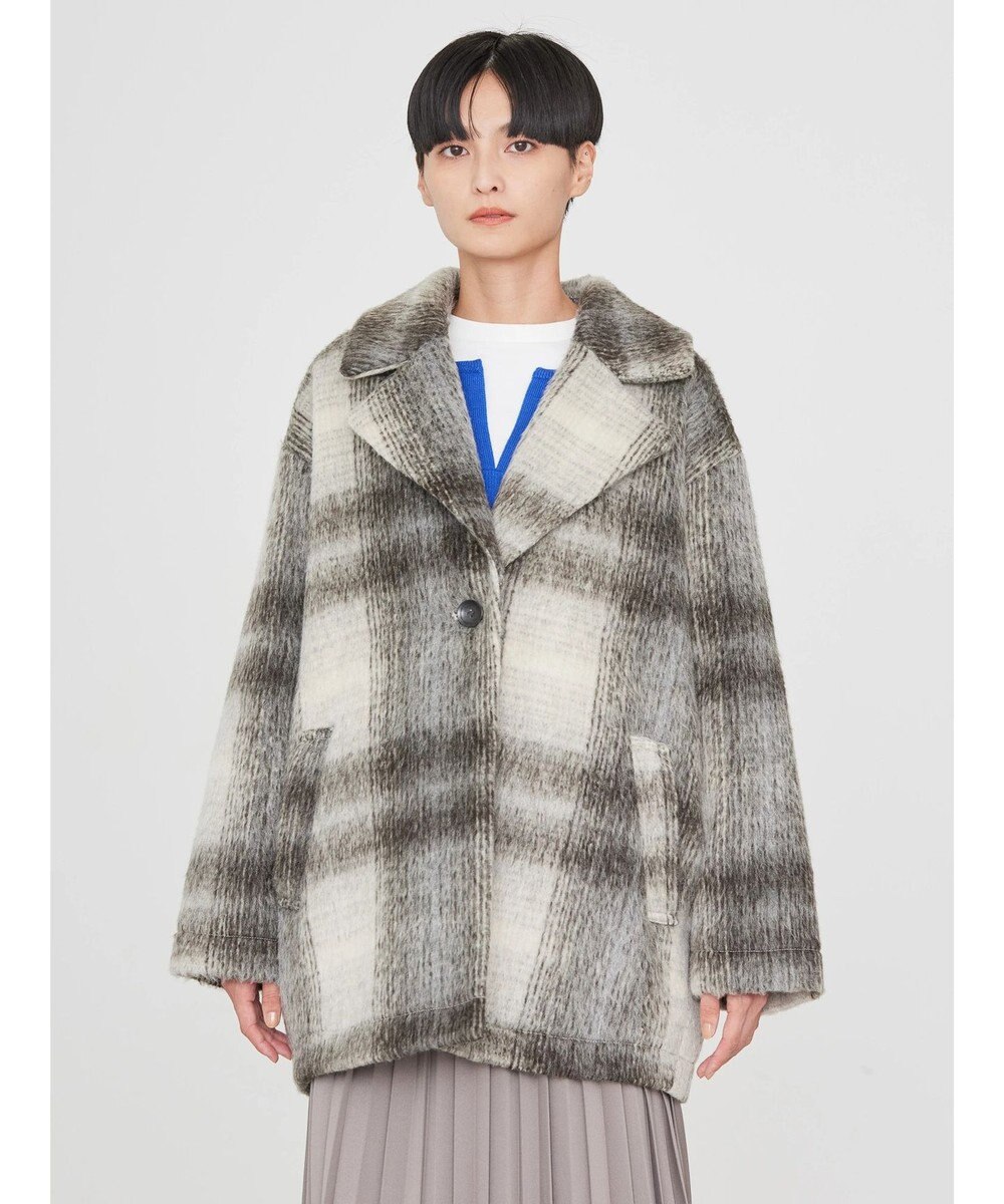 AMERICAN HOLIC チェックコクーンミディコート 