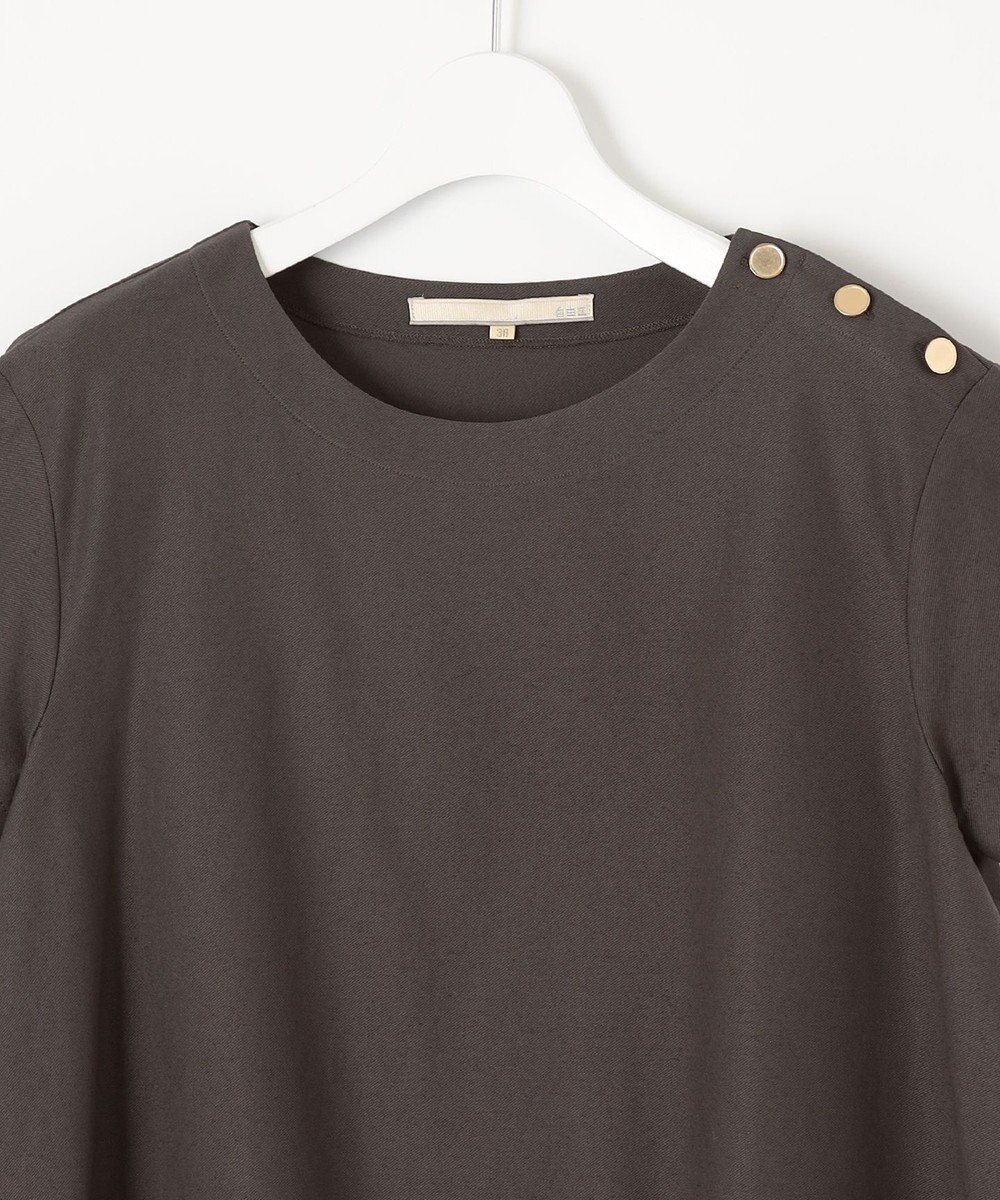 自由区 L 【洗える】ツイストプレインジャージーサイドプリーツ カットソー 