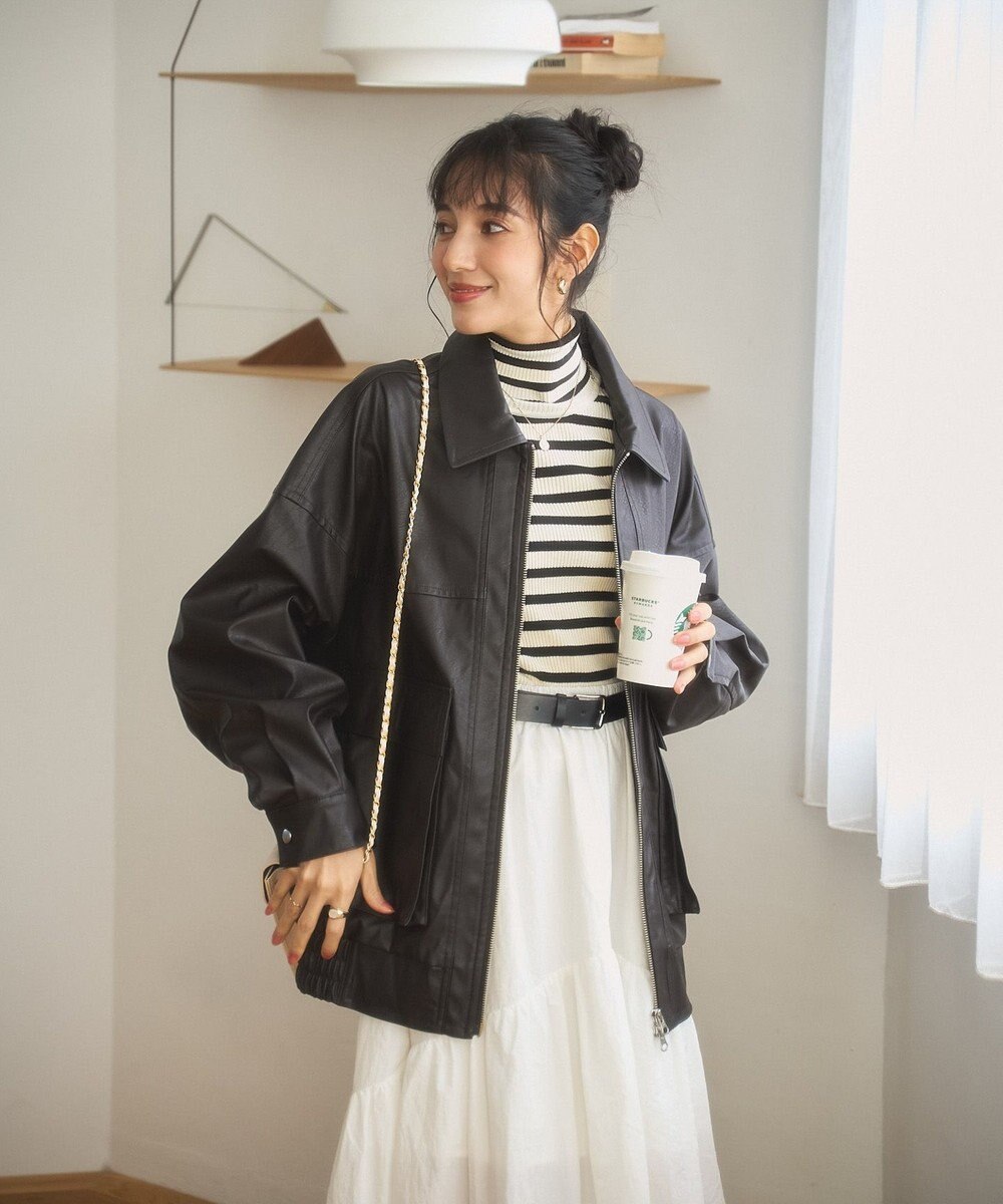 WEGO ヴィンテージライクFレザーブルゾン 