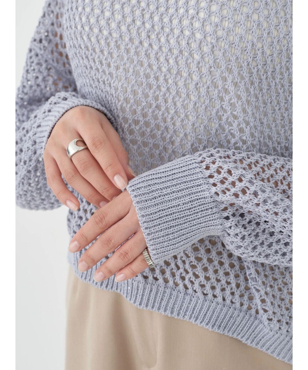 earth music&ecology スパンコールショートゆるニット 