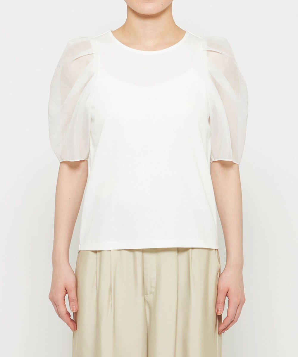 uncrave ダブルフェイスジャージー オーガンジーコンビトップス 