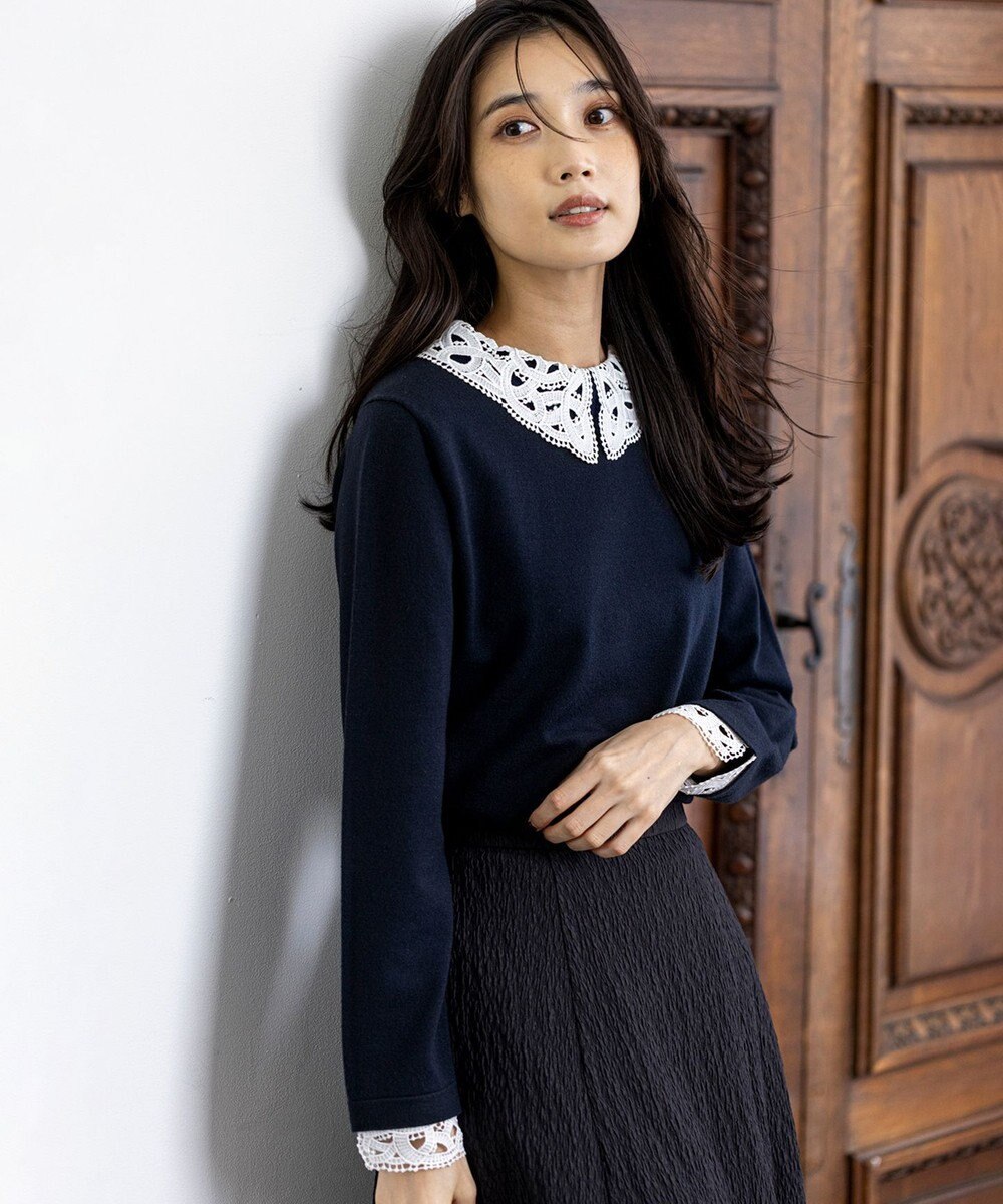 ANY SIS S レース襟 ニット 