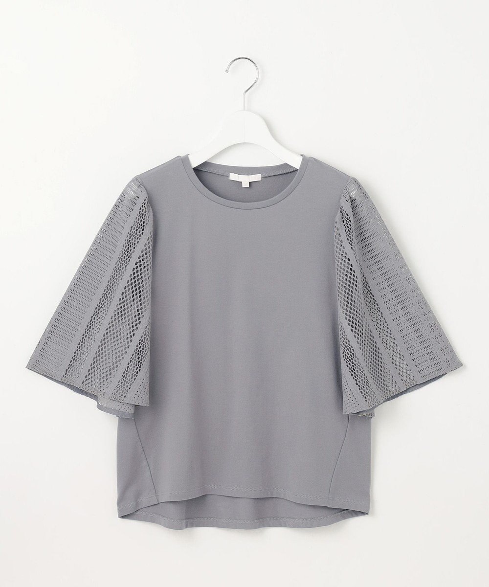 自由区 【洗える】レースエッジフレアスリーブ トップス 