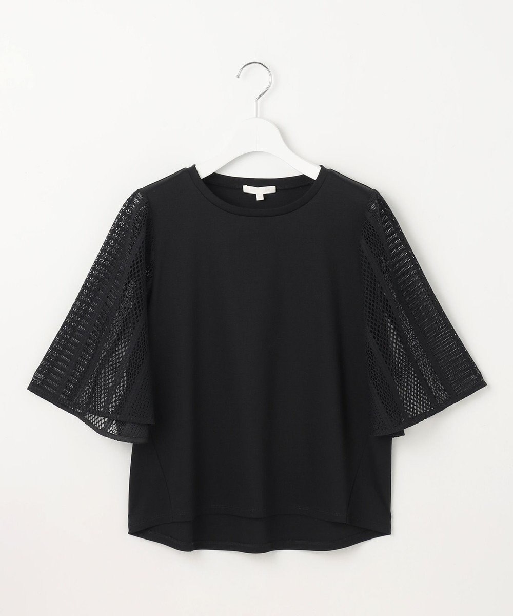 自由区 【洗える】レースエッジフレアスリーブ トップス 