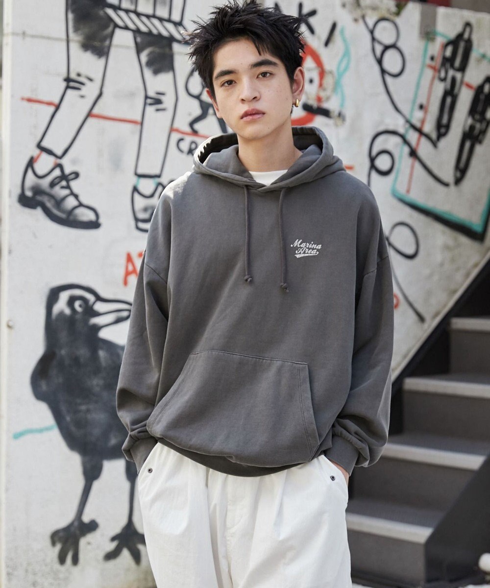 WEGO 【ユニセックス着用ITEM】ピグメントグラフィックプルパーカー 