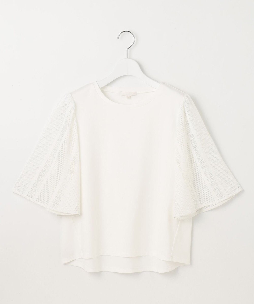 自由区 【洗える】レースエッジフレアスリーブ トップス 