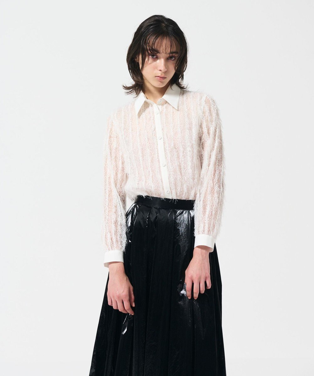 GRACE CONTINENTAL フリンジレースタイ付ブラウス 