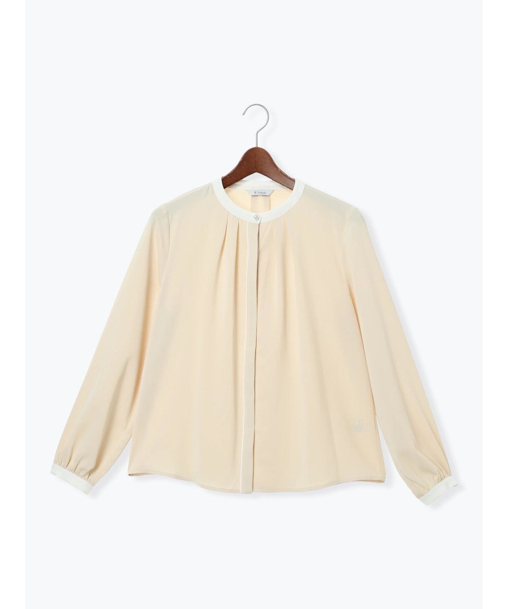 Te chichi パール釦配色タックブラウス 