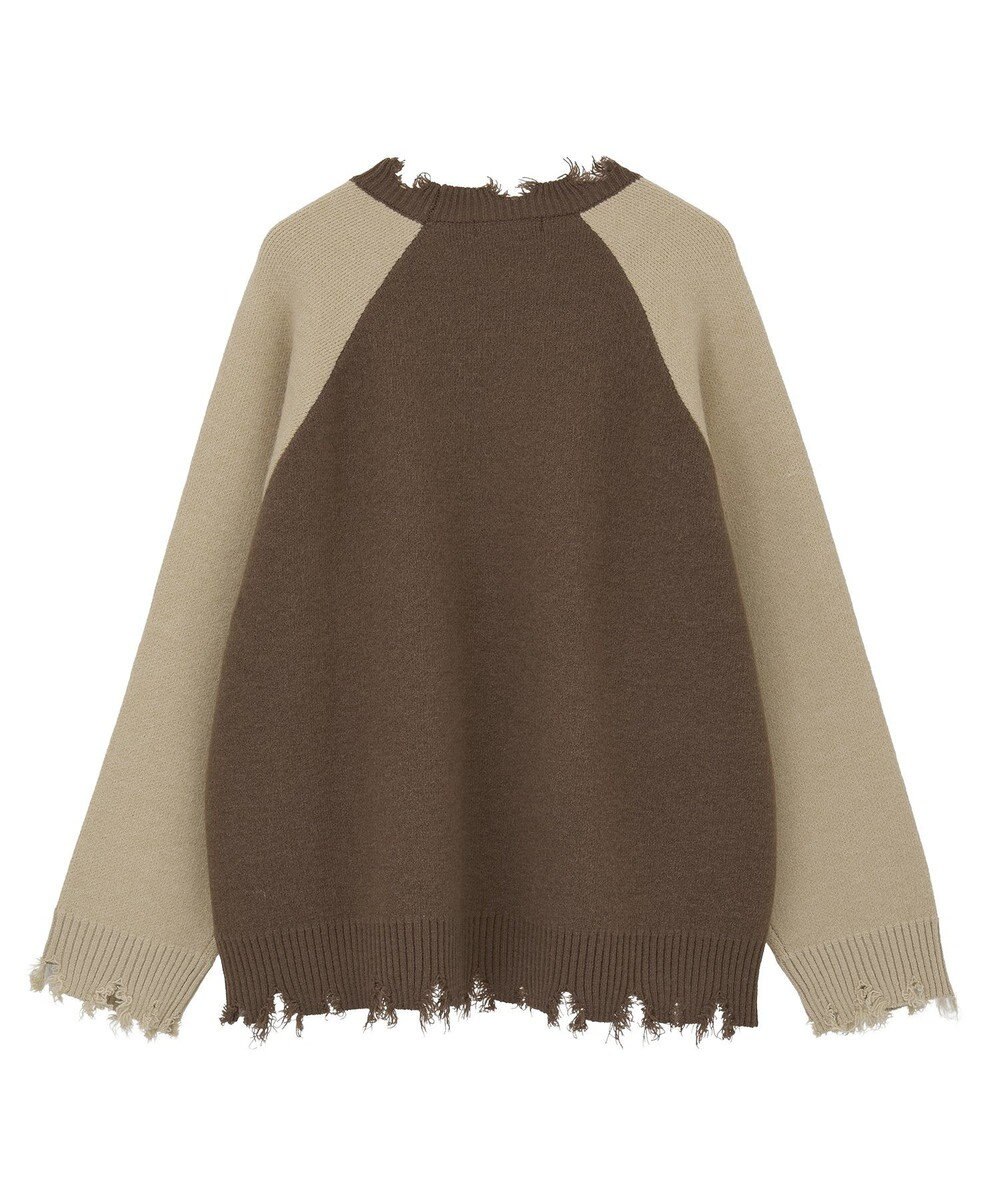 Green Parks VILLAINS/スカー/ダメージラグラン配色ニット 