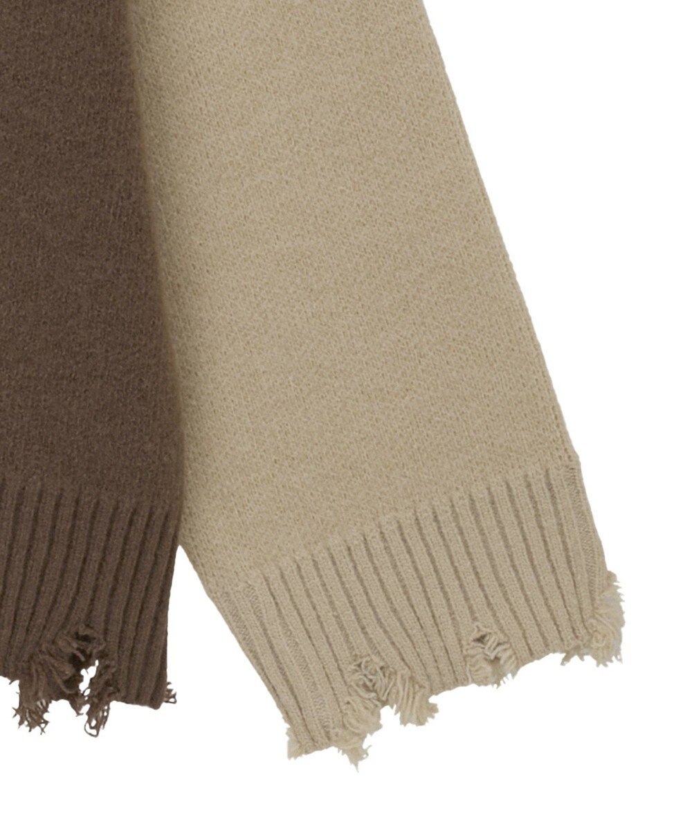 Green Parks VILLAINS/スカー/ダメージラグラン配色ニット 