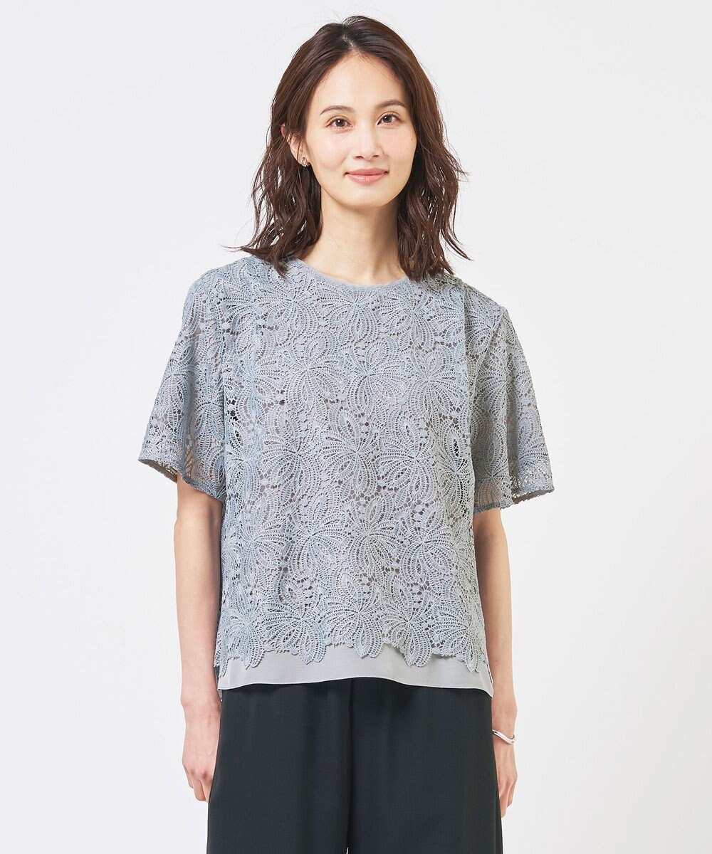 J.PRESS LADIES レースコンビジャージー カットソー 