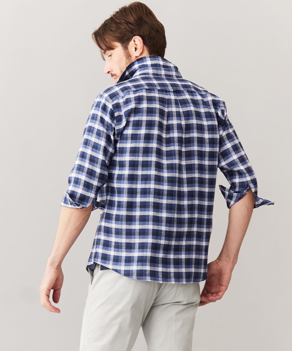 JOSEPH ABBOUD 【キングサイズ・麻100％】リネンチェック シャツ 