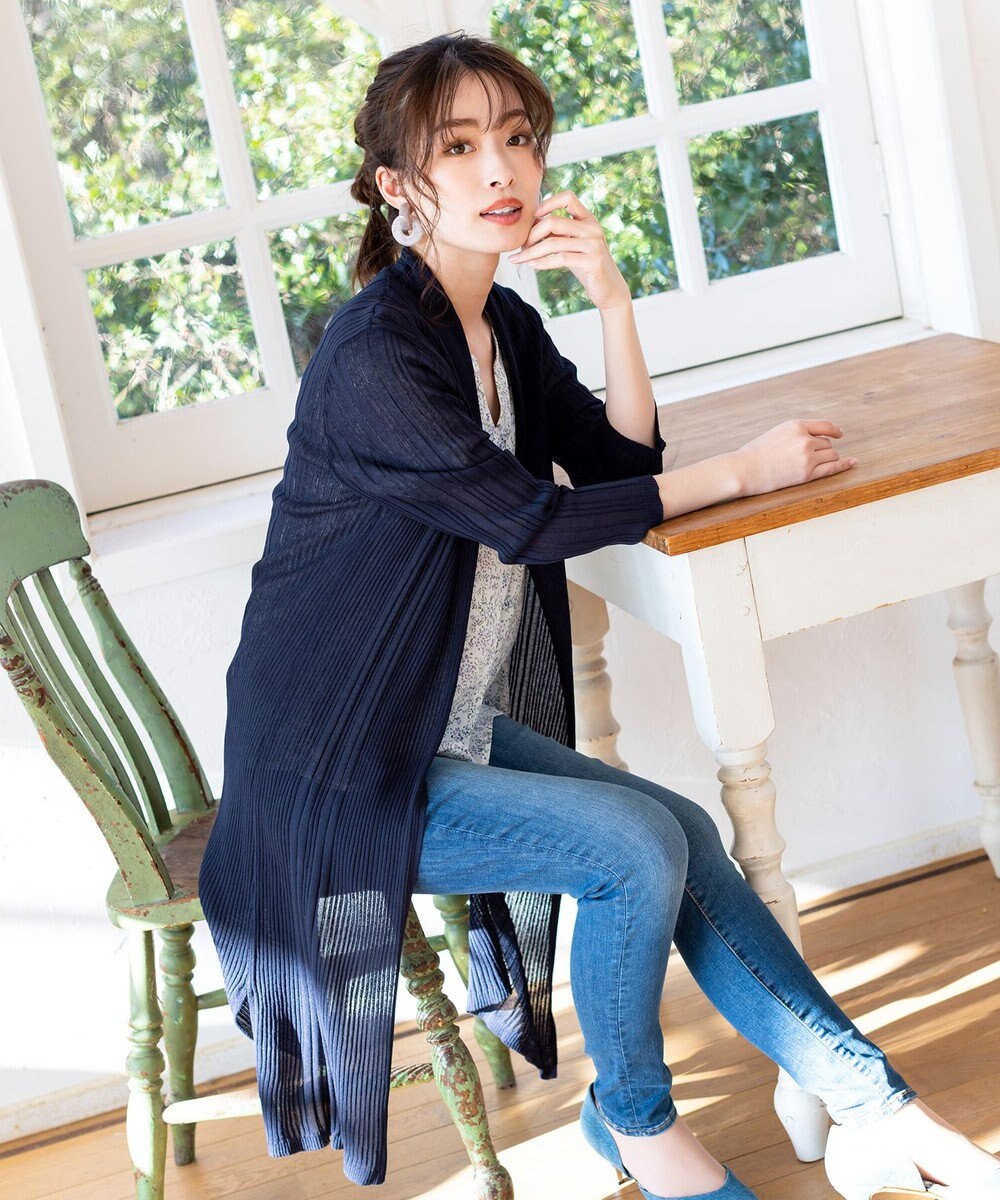 Tiaclasse 【UVケア・接触冷感】さらっと羽織れる膝丈ロングトッパーカーディガン 