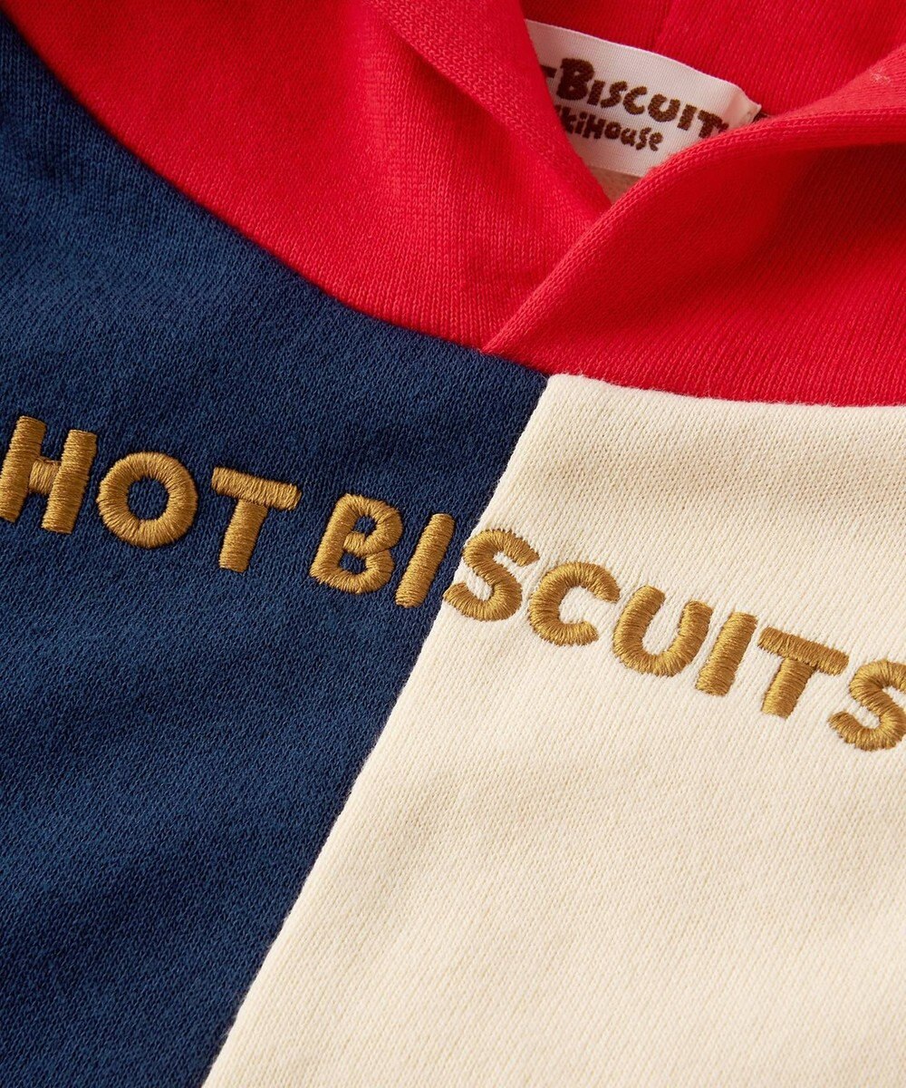 MIKI HOUSE HOT BISCUITS 【80-120cm】 マルチカラー配色切り替え ロゴパーカー 