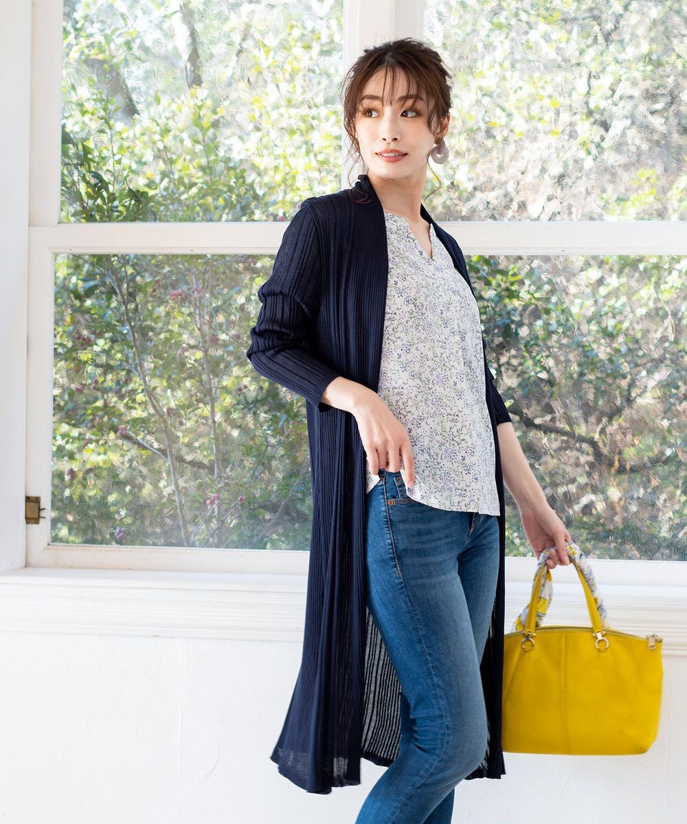 Tiaclasse 【UVケア・接触冷感】さらっと羽織れる膝丈ロングトッパーカーディガン 