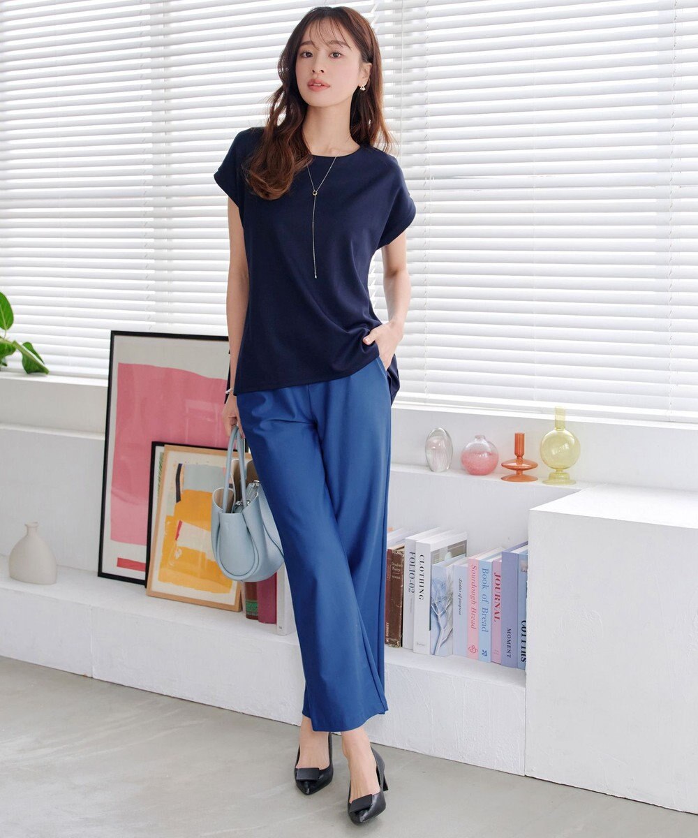 Tiaclasse 【日本製・新色追加・洗える・ストレッチ】エアシルキーワイドパンツ 