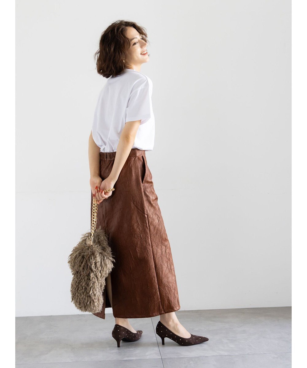 Te chichi クラックレザーライクナロースカート 