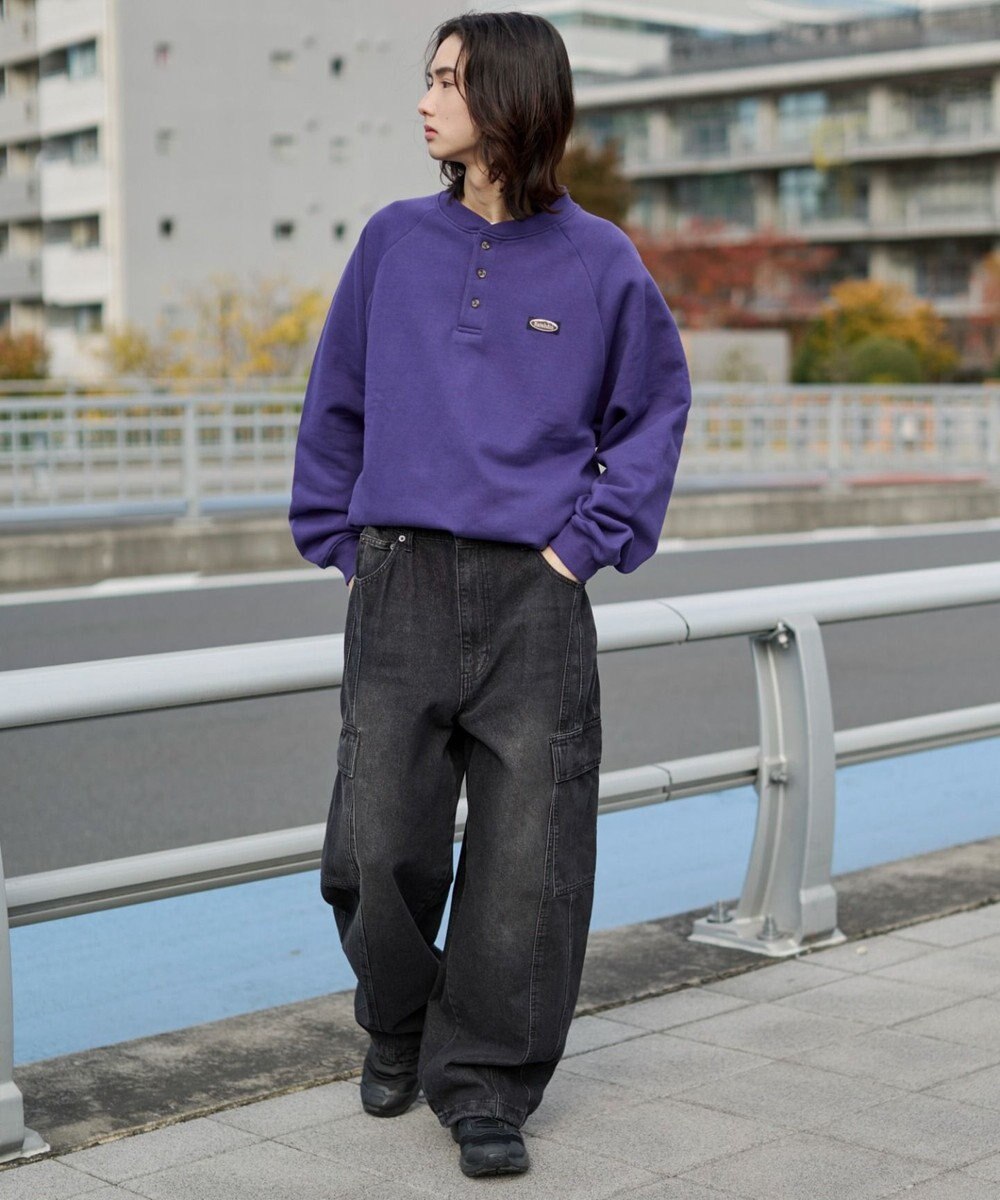 WEGO 【ユニセックス着用ITEM/MLサイズ展開/裏起毛】ショートドロストヘンリーネックプルオーバー 