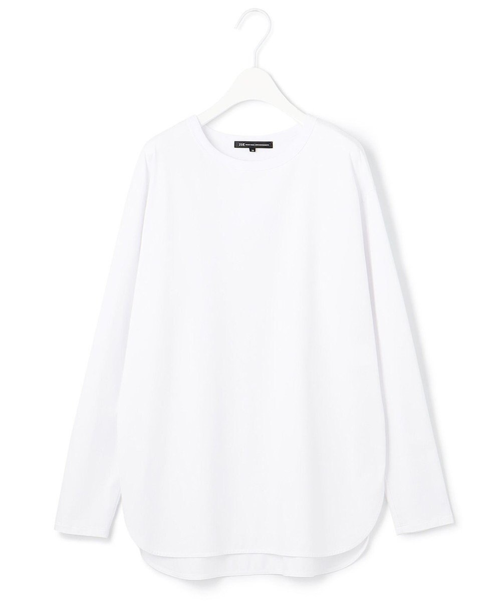 23区 L 【大好評素材/洗える】コットンベアジャージー ロング Tシャツ 