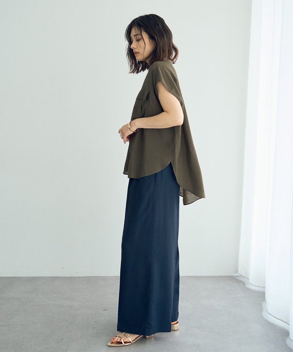 YECCA VECCA ベルテッドリネン混ワイドパンツ 