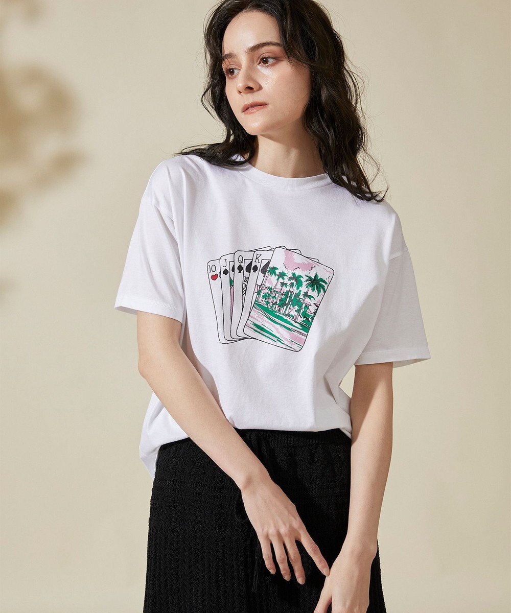 GRACE CONTINENTAL トランププリントTシャツ ホワイト