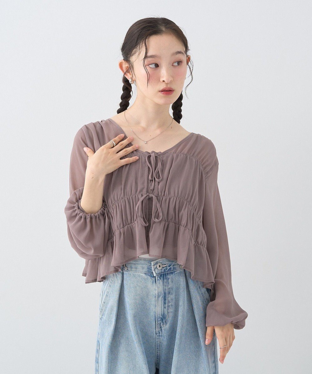 earth music&ecology ＳＥＴ２点シアーシャーリングブラウス＋インナー 