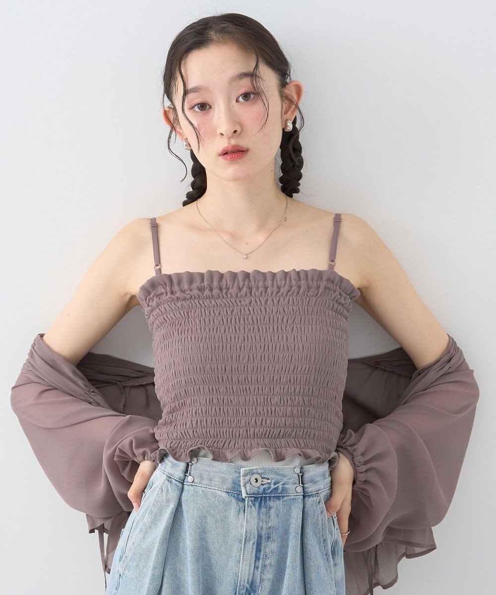 earth music&ecology ＳＥＴ２点シアーシャーリングブラウス＋インナー 