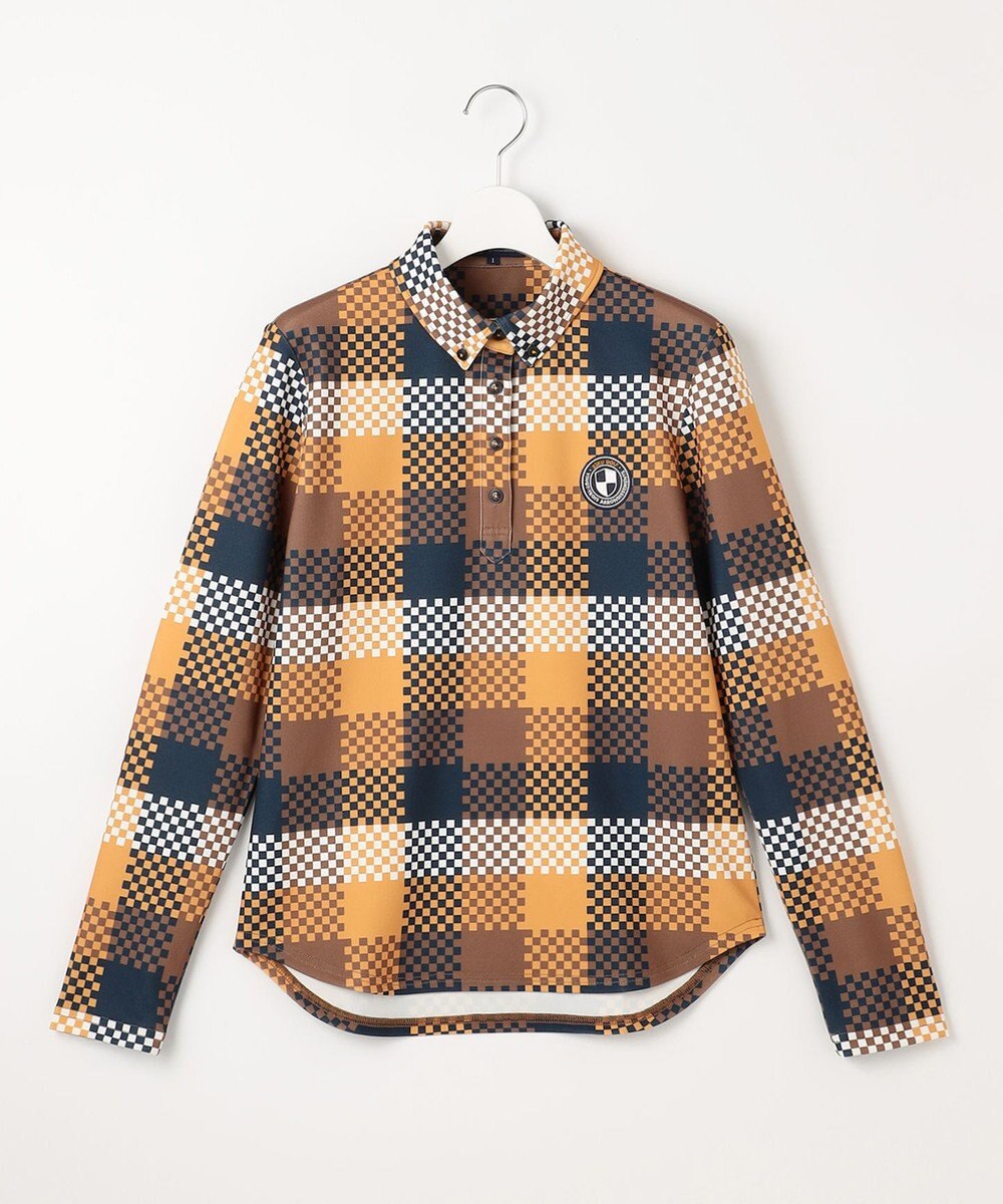 23区GOLF 【WOMEN】【吸水速乾・UVケア】 チェック柄プリント 長袖シャツ 