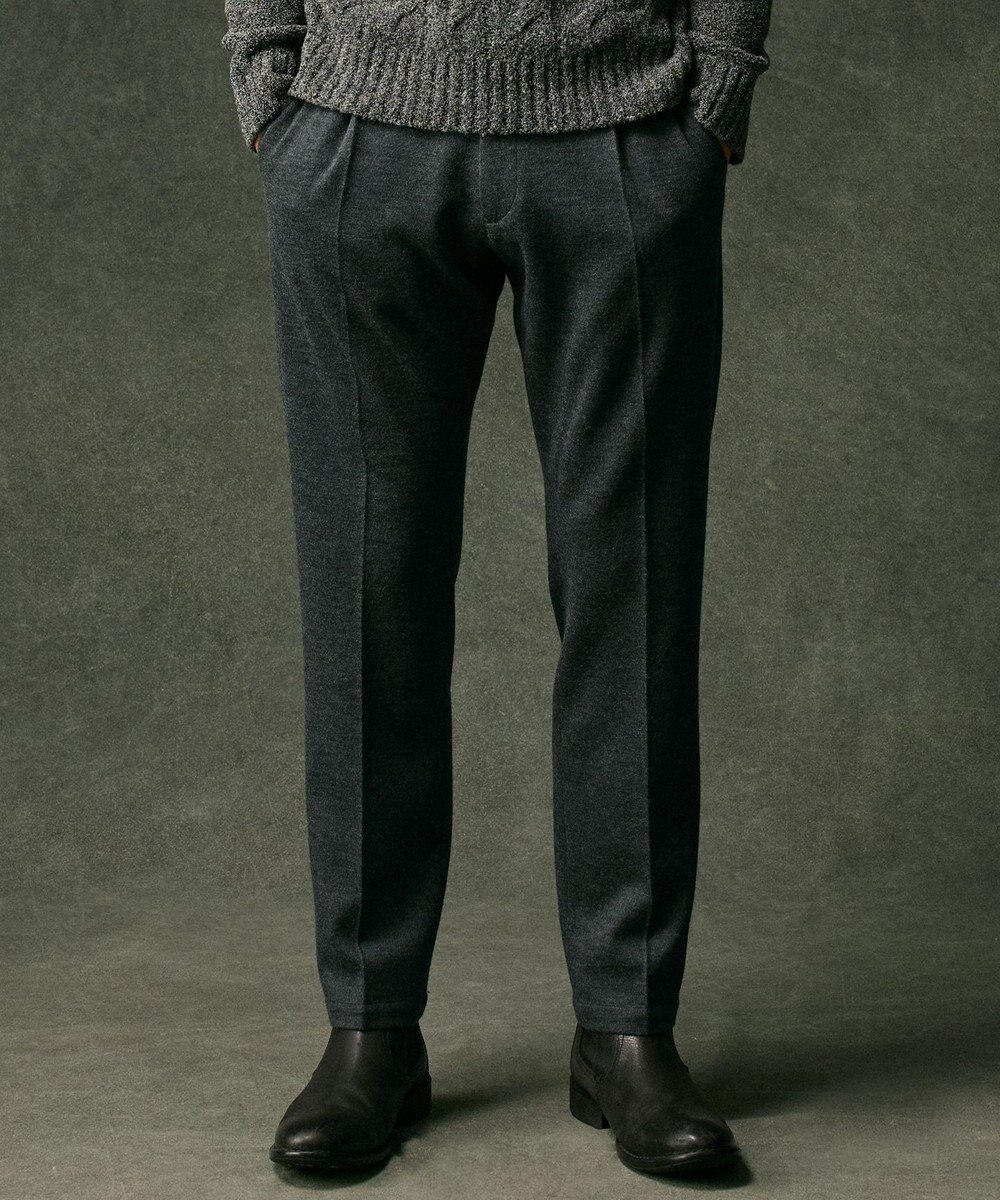 JOSEPH ABBOUD 【キングサイズ・軽量/ストレッチ/尾州産ジャージー素材】ウールミルドジャージータック パンツ 