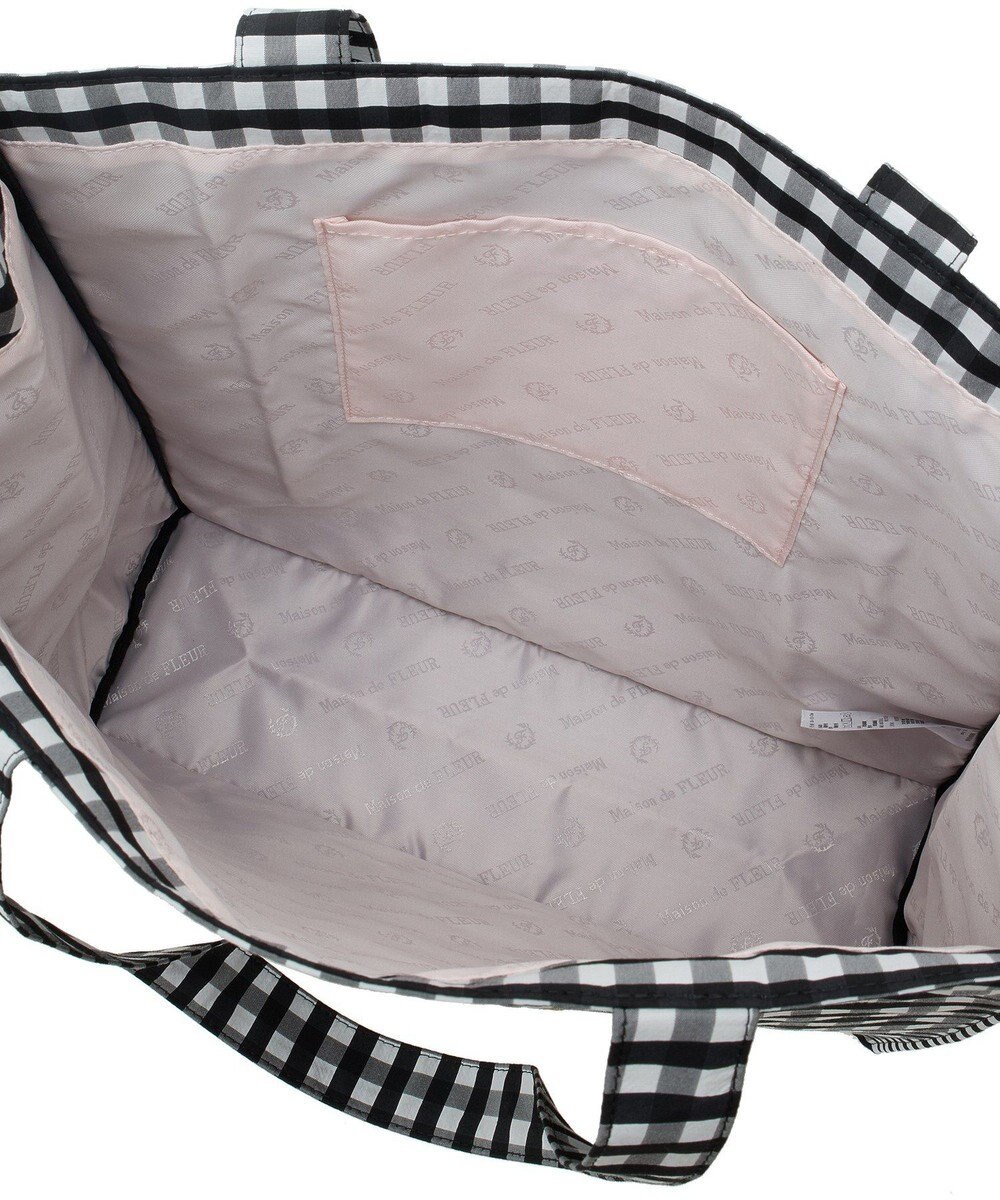 Maison de FLEUR ブランドロゴ刺繍ギンガムスクエアトート 