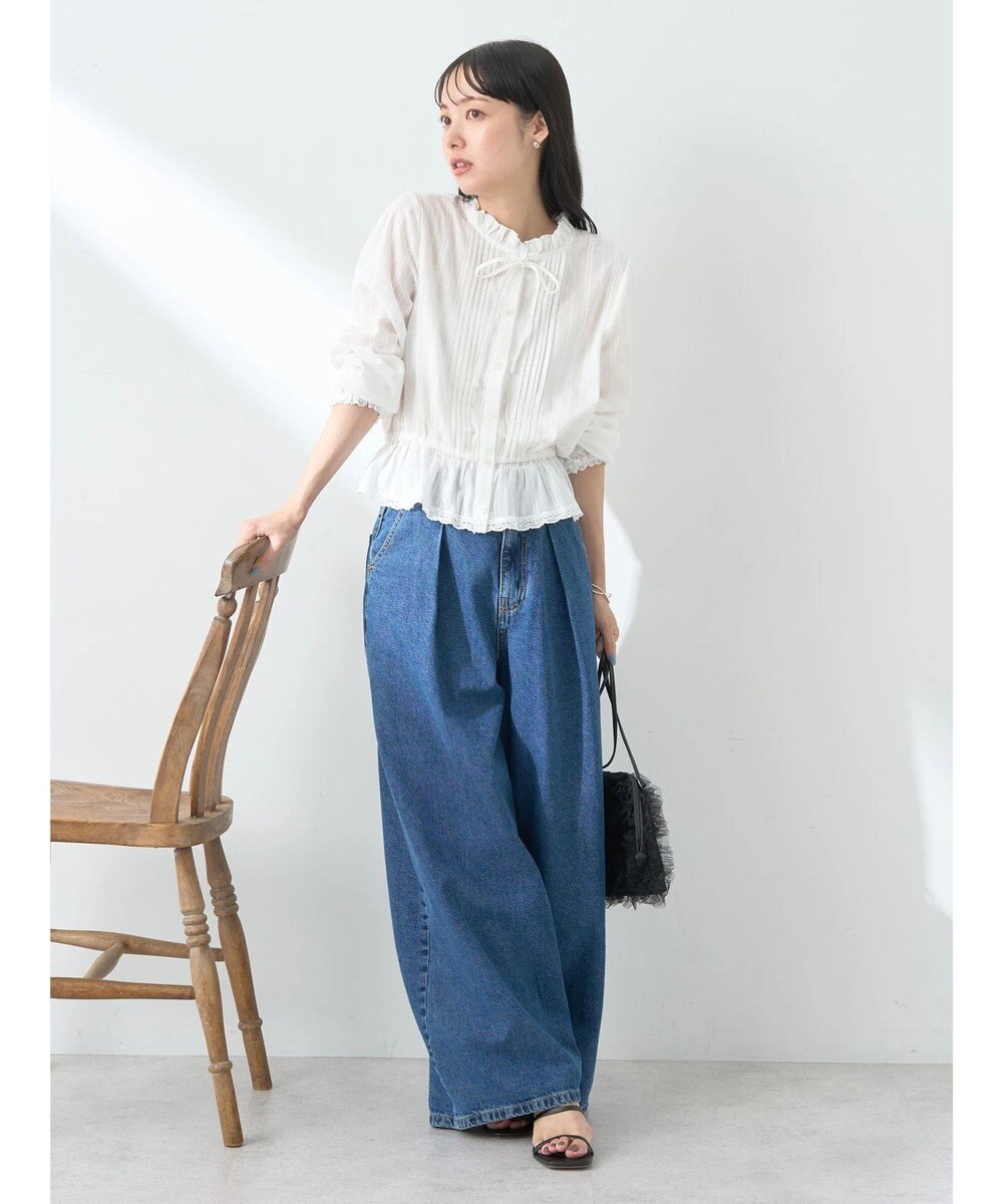 earth music&ecology ピンタックフリルブラウス 