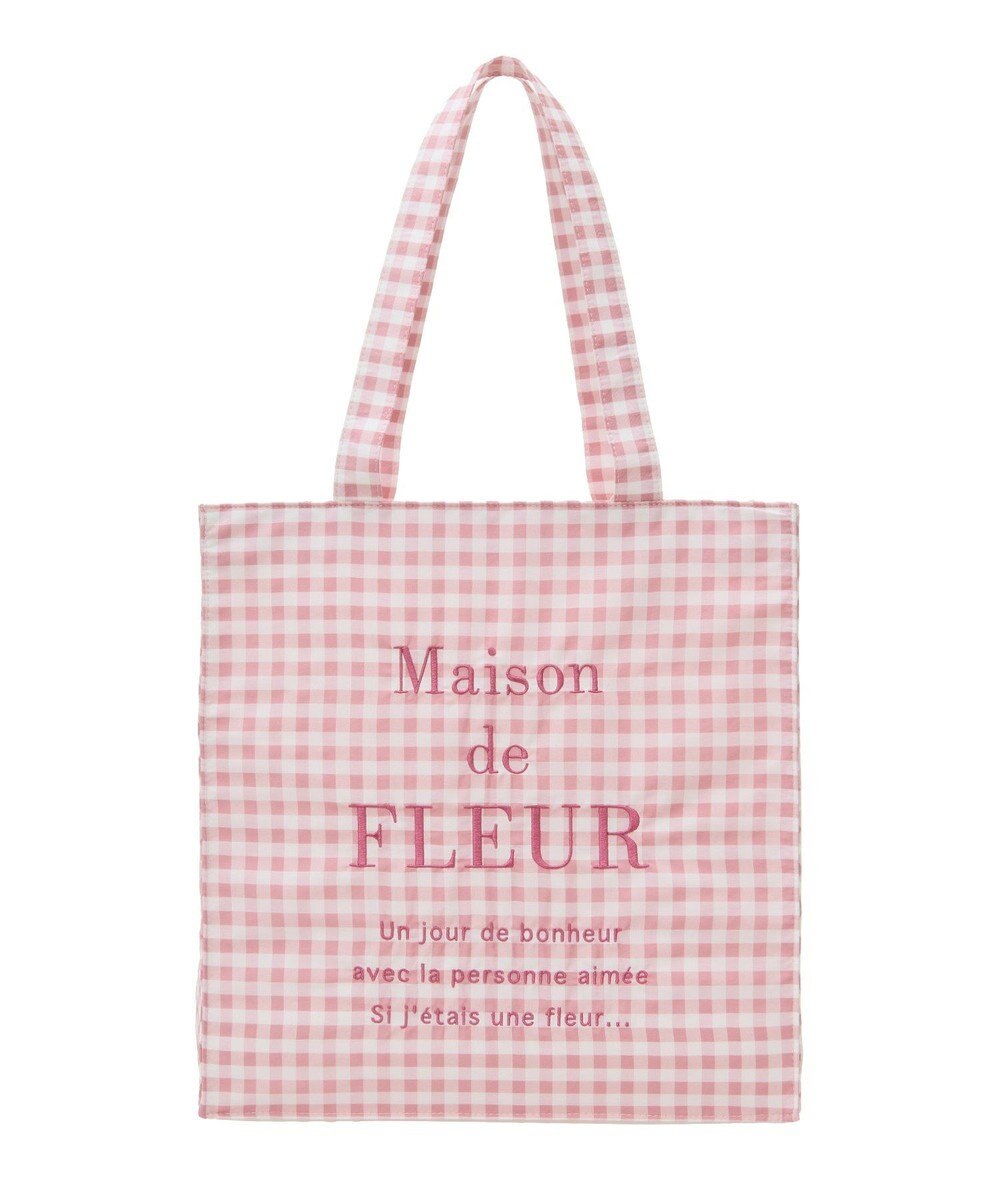Maison de FLEUR ブランドロゴ刺繍ギンガムスクエアトート 