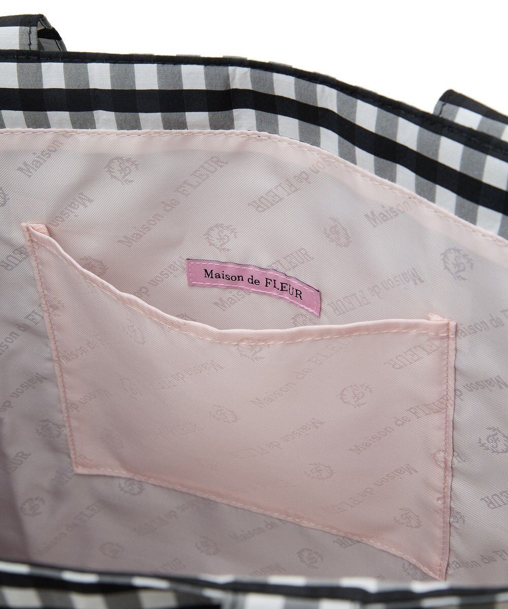 Maison de FLEUR ブランドロゴ刺繍ギンガムスクエアトート 