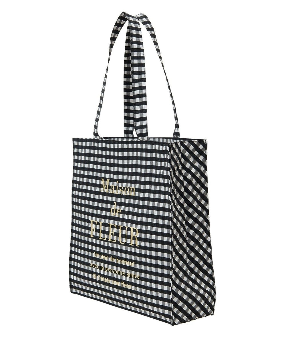 Maison de FLEUR ブランドロゴ刺繍ギンガムスクエアトート 