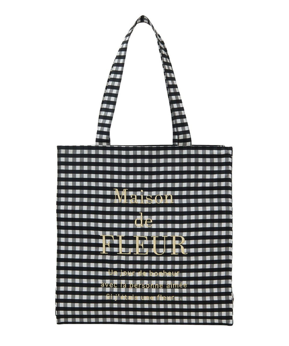 Maison de FLEUR ブランドロゴ刺繍ギンガムスクエアトート 