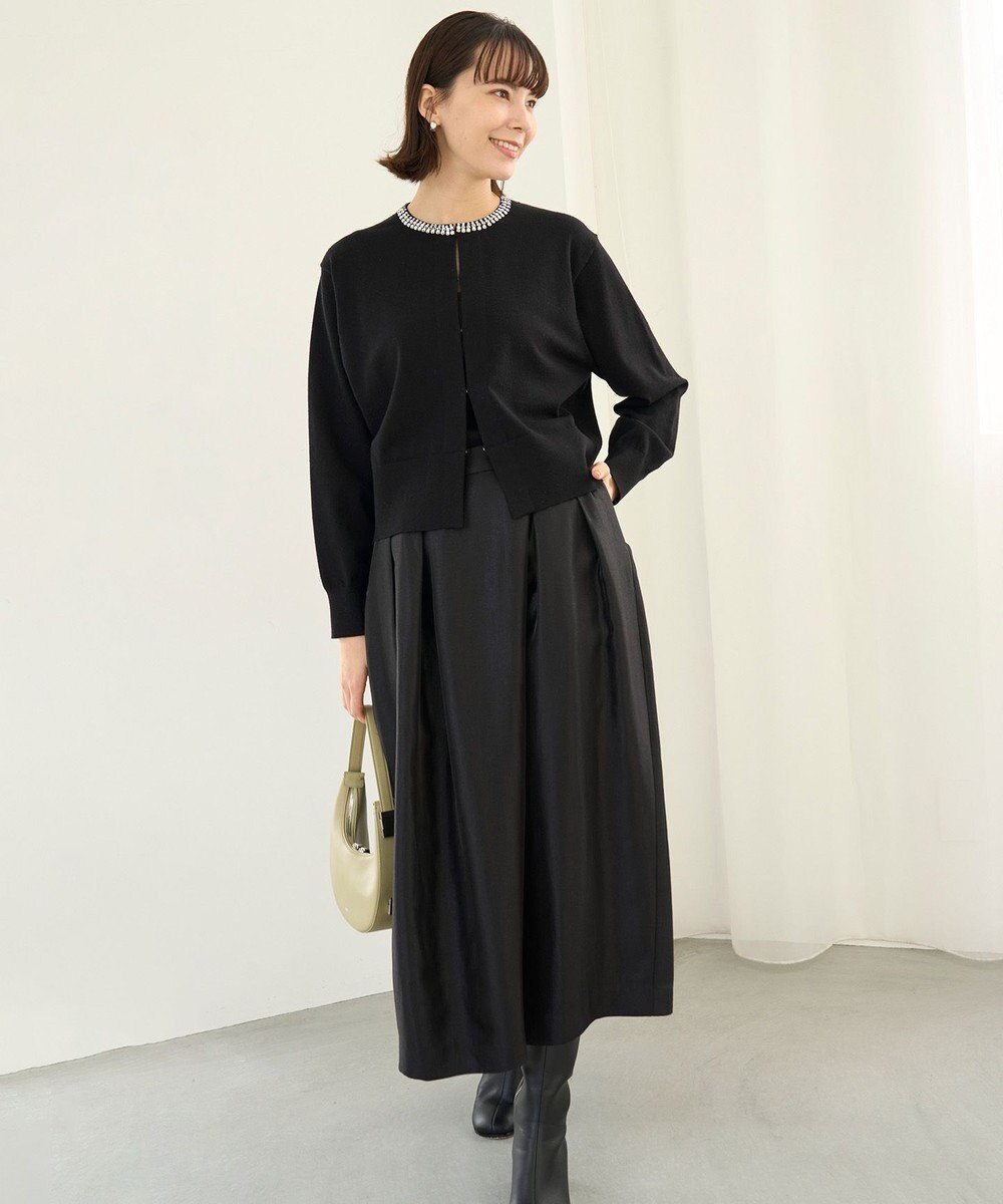 UNFILO ネックビジュー カーディガン 