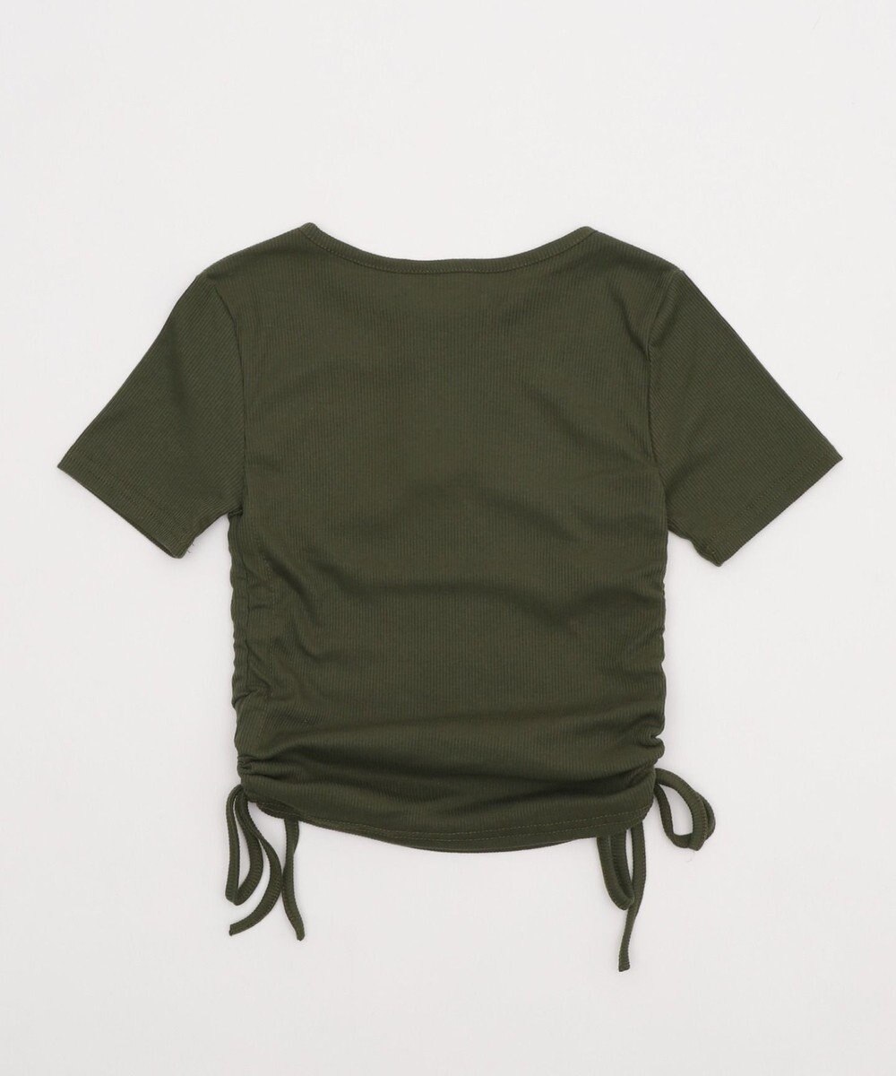 WEGO サイドギャザーヘンリーネックロゴT 