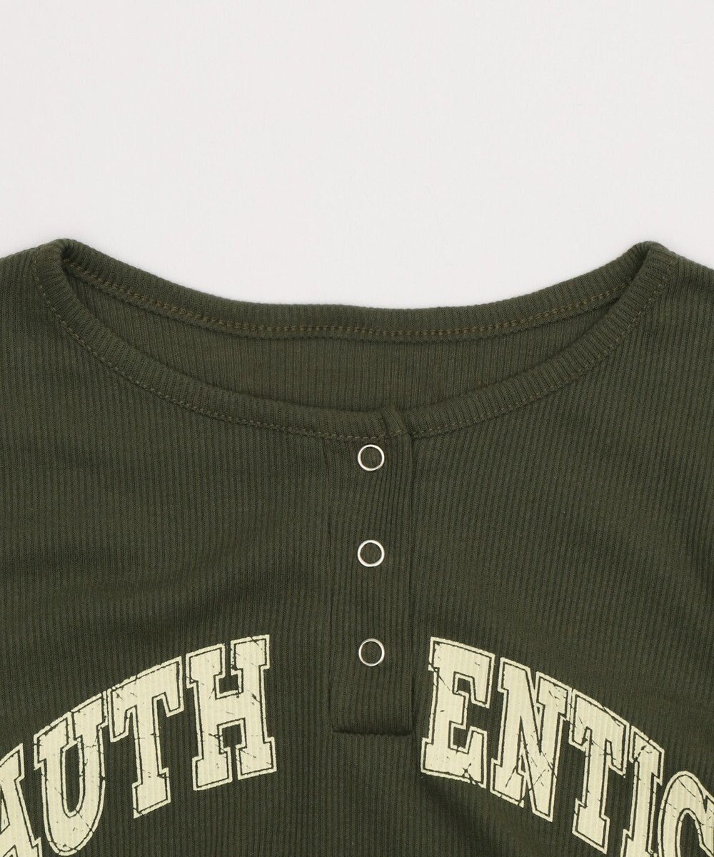 WEGO サイドギャザーヘンリーネックロゴT 