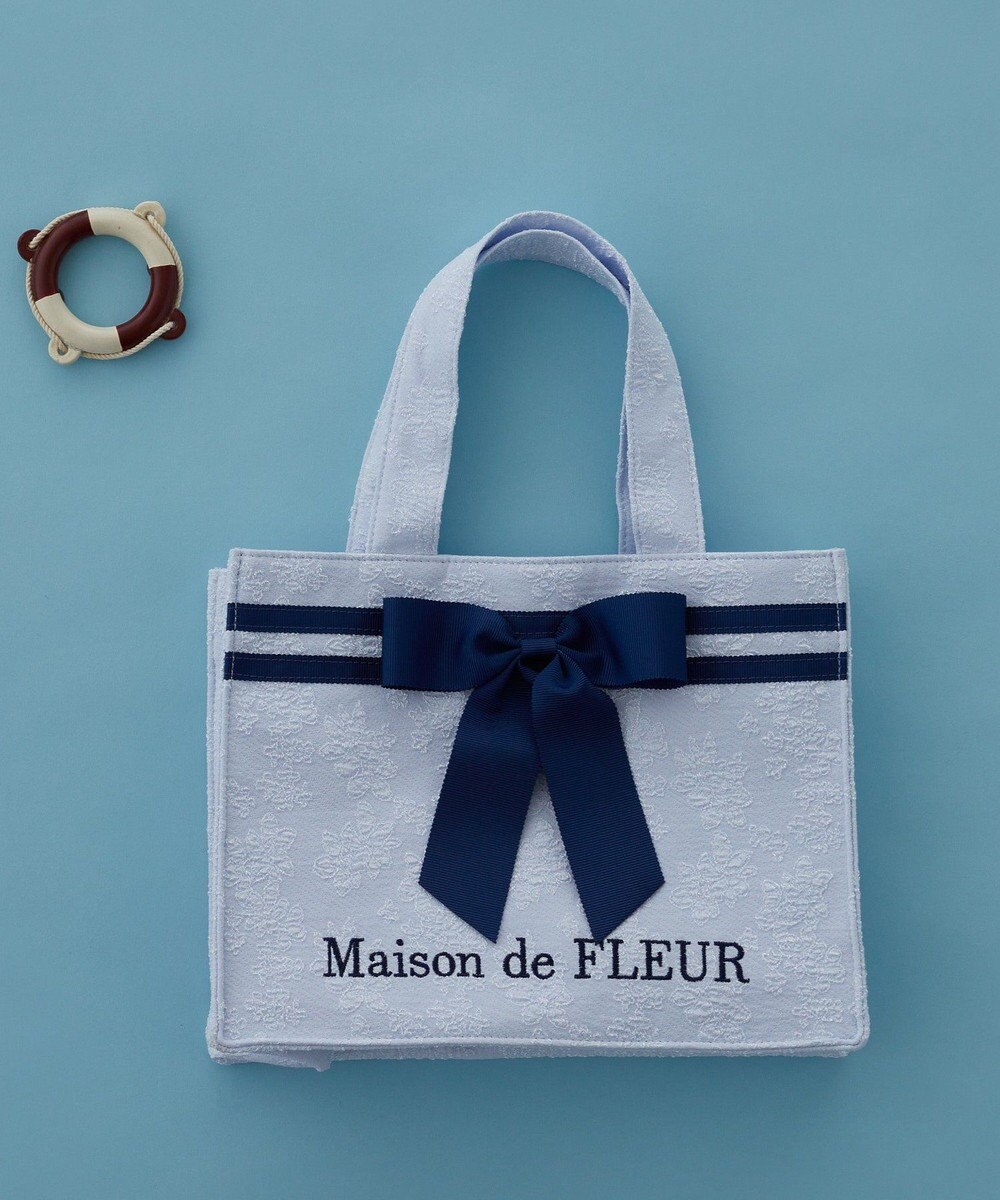Maison de FLEUR ラインリボンジャカードスクエアトートバッグ 