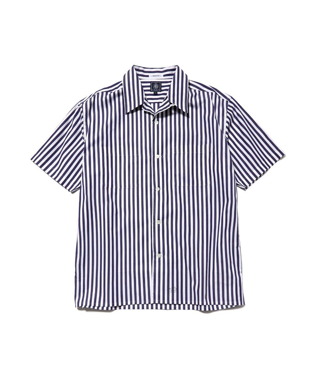 J.PRESS MEN 【J.PRESS ORIGINALS】Broad Stripe Open Half Sleeve Shirt / Baggy-Fit 