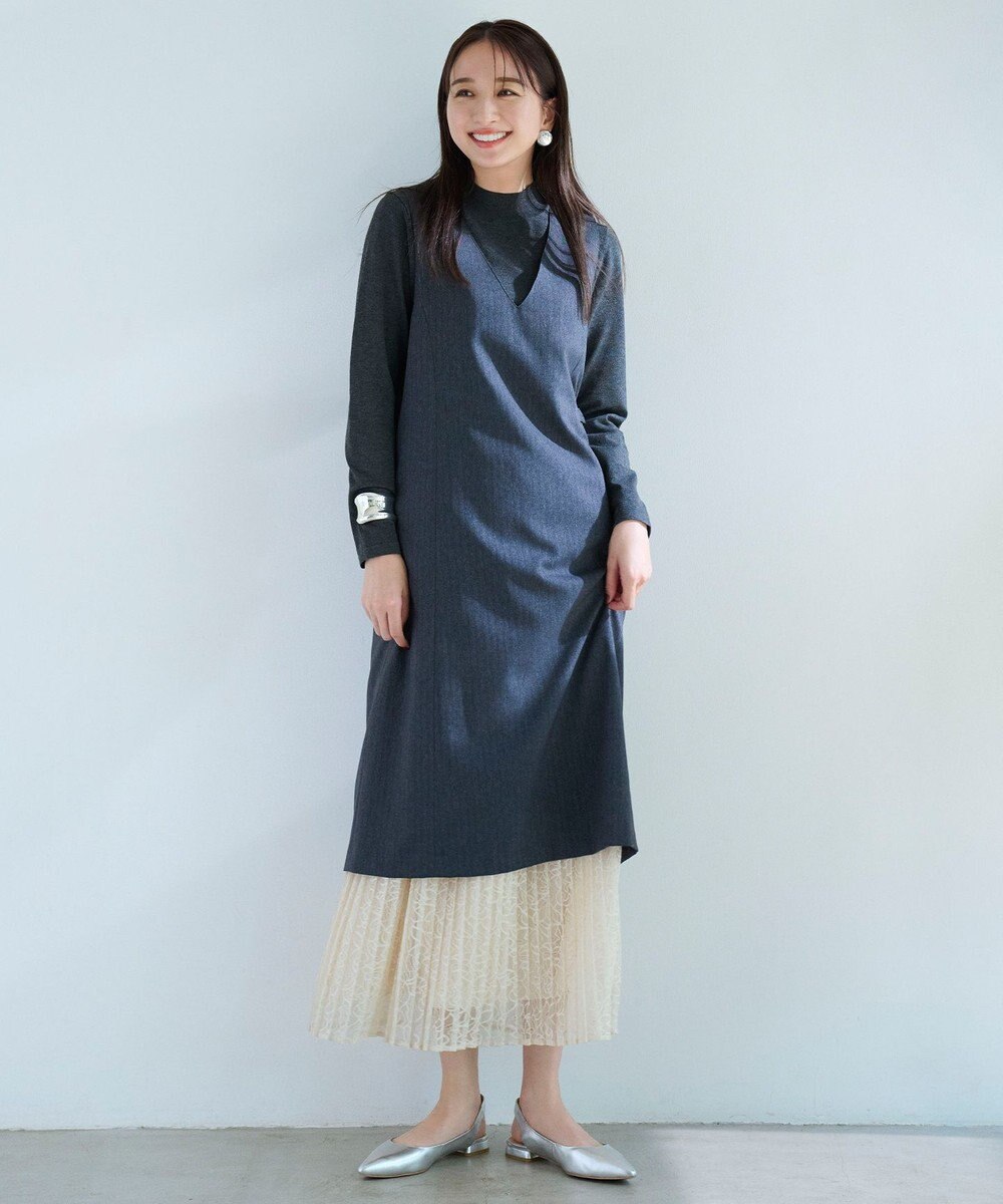 自由区 L 【セットアップ対応・ウエストゴム・洗える】ラッセルレース  スカート 