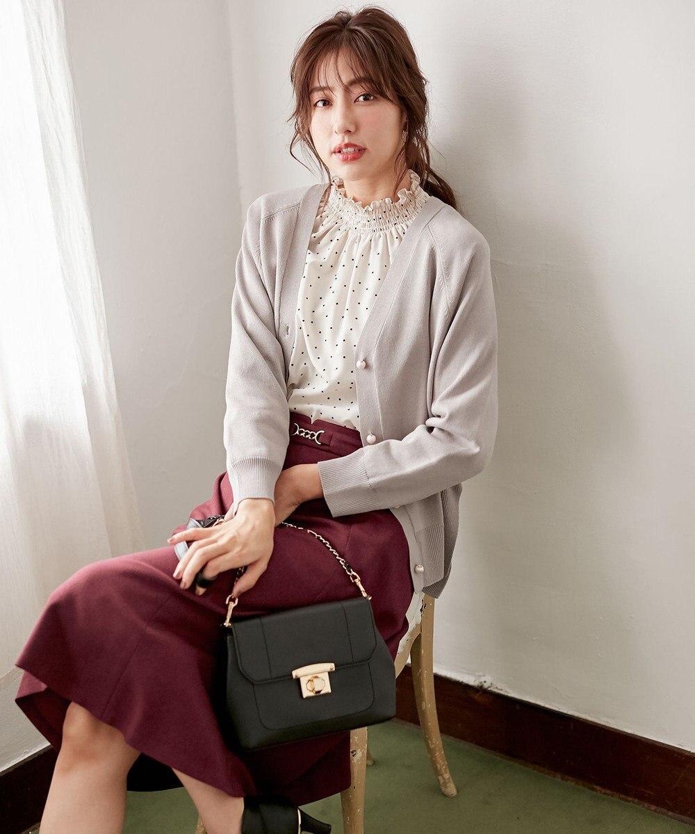 ANY SIS 【洗える】Vネックミディ カーディガン 