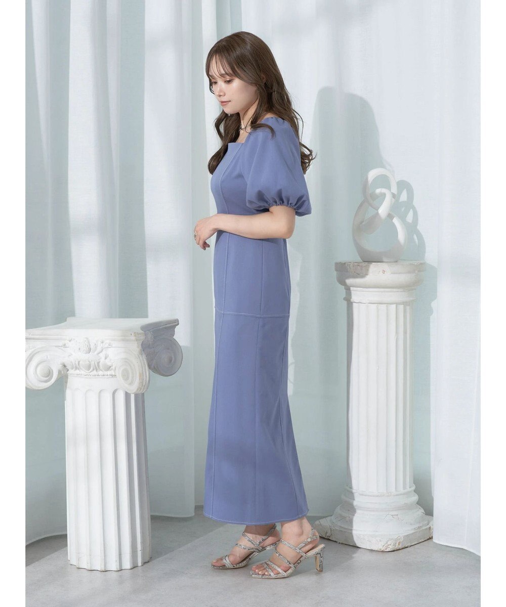 earth music&ecology 配色ステッチパフスリーブワンピース 