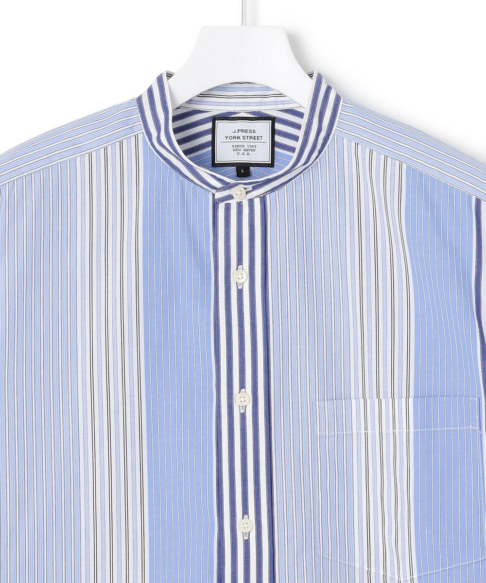J.PRESS YORK STREET 【UNISEX】マルチストライプバンドカラー シャツ 