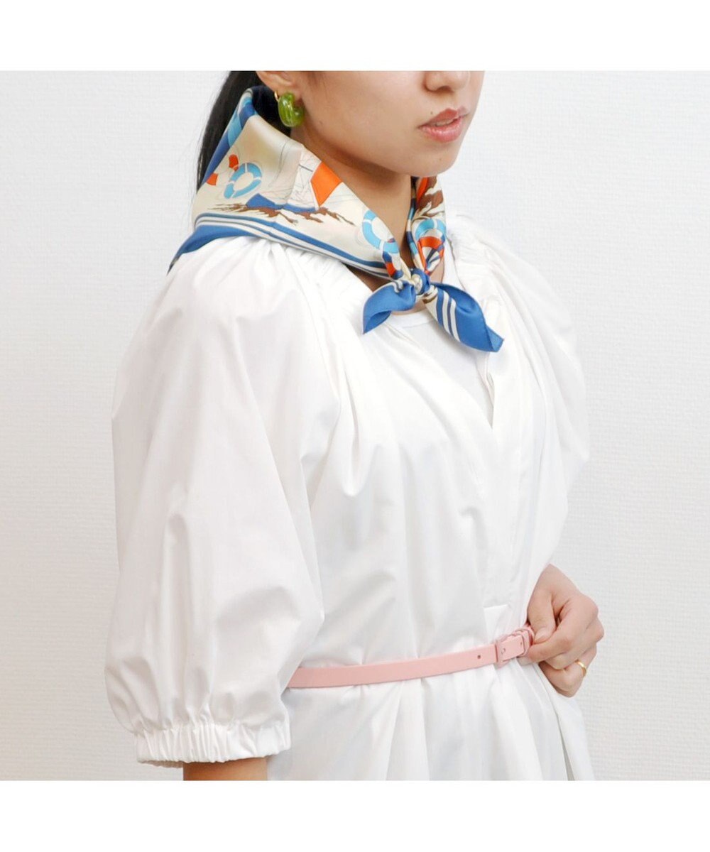 UNBILLION kakatoo ヨット柄シルクミニスカーフ 