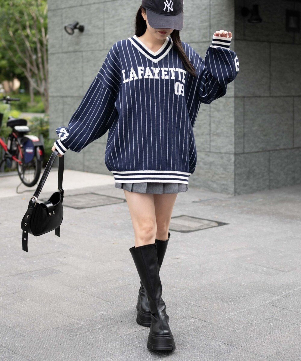 WEGO ベースボールグラフィックプルオーバーニット 