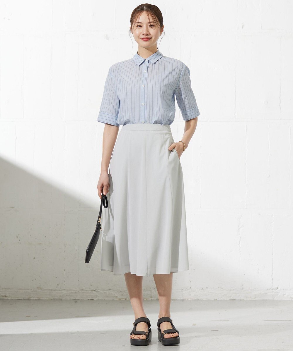 J.PRESS LADIES 【洗える】ウォッシャブルストライプ シャツカラー ブラウス 