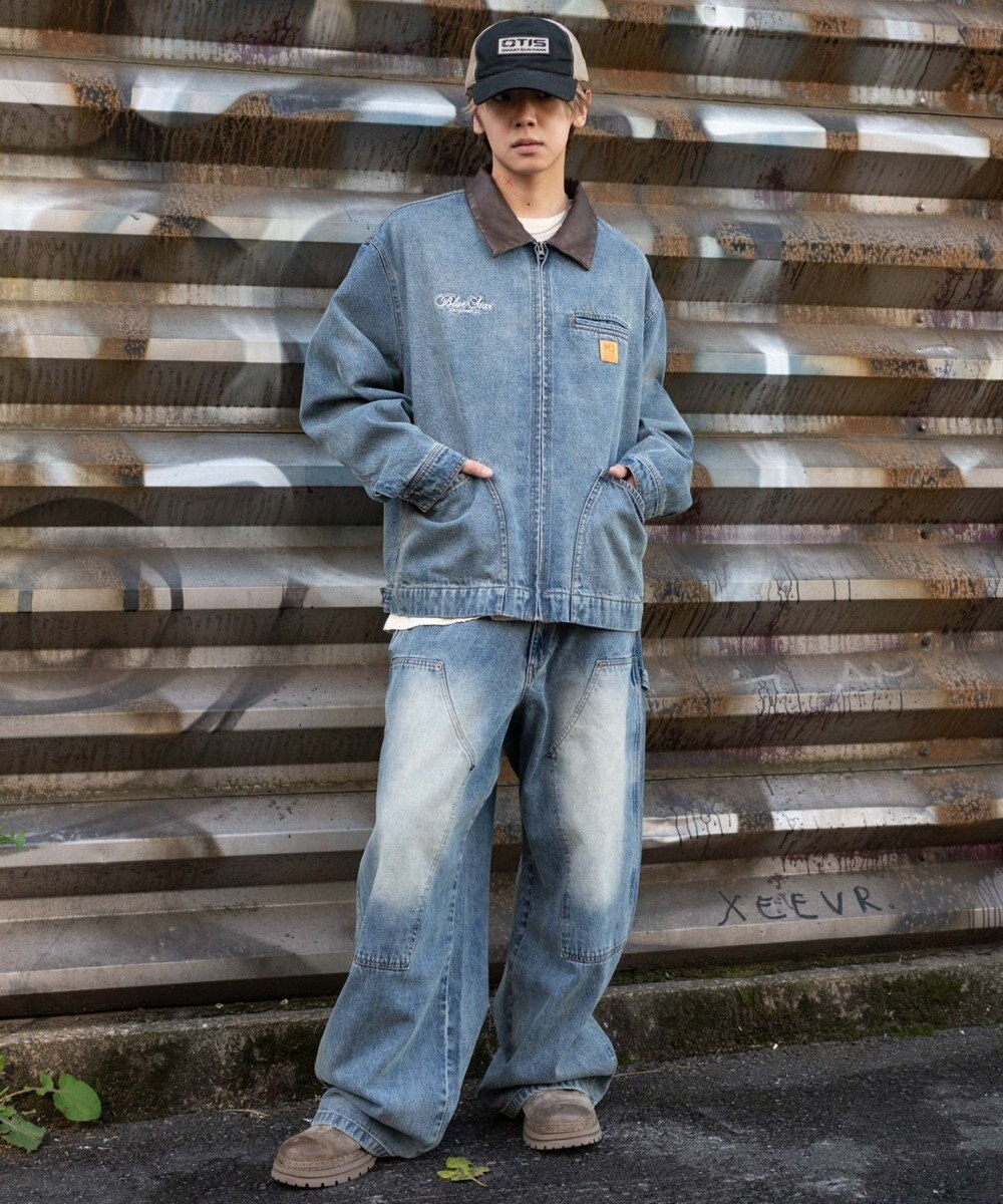 WEGO 【ユニセックス着用ITEM/MLサイズ展開】ワーカーズZIPデニムジャケット 